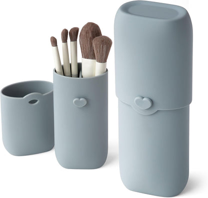Silicone Makeup Brush Holder, Travel Makeup Brush Case, Portable Makeup Bag Cosmetic Pouch, Anti-Fall Out Cover, Waterproof, Travel Essentials