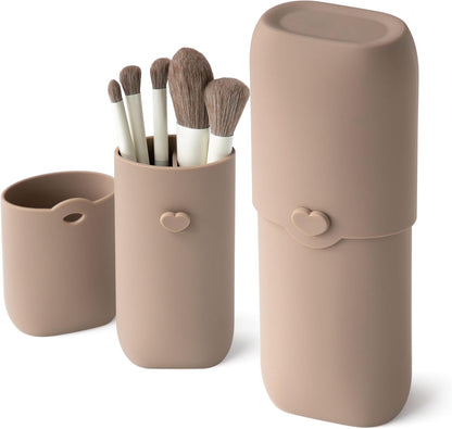 Silicone Makeup Brush Holder, Travel Makeup Brush Case, Portable Makeup Bag Cosmetic Pouch, Anti-Fall Out Cover, Waterproof, Travel Essentials