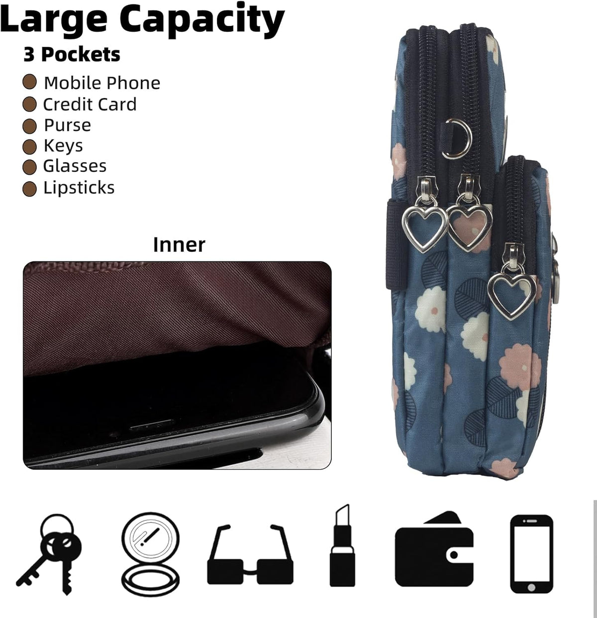 Small Crossbody Bag for Women - Mini Phone Purses with Crossbody Strap and Wallet - Nylon Arm Bag - Colors A