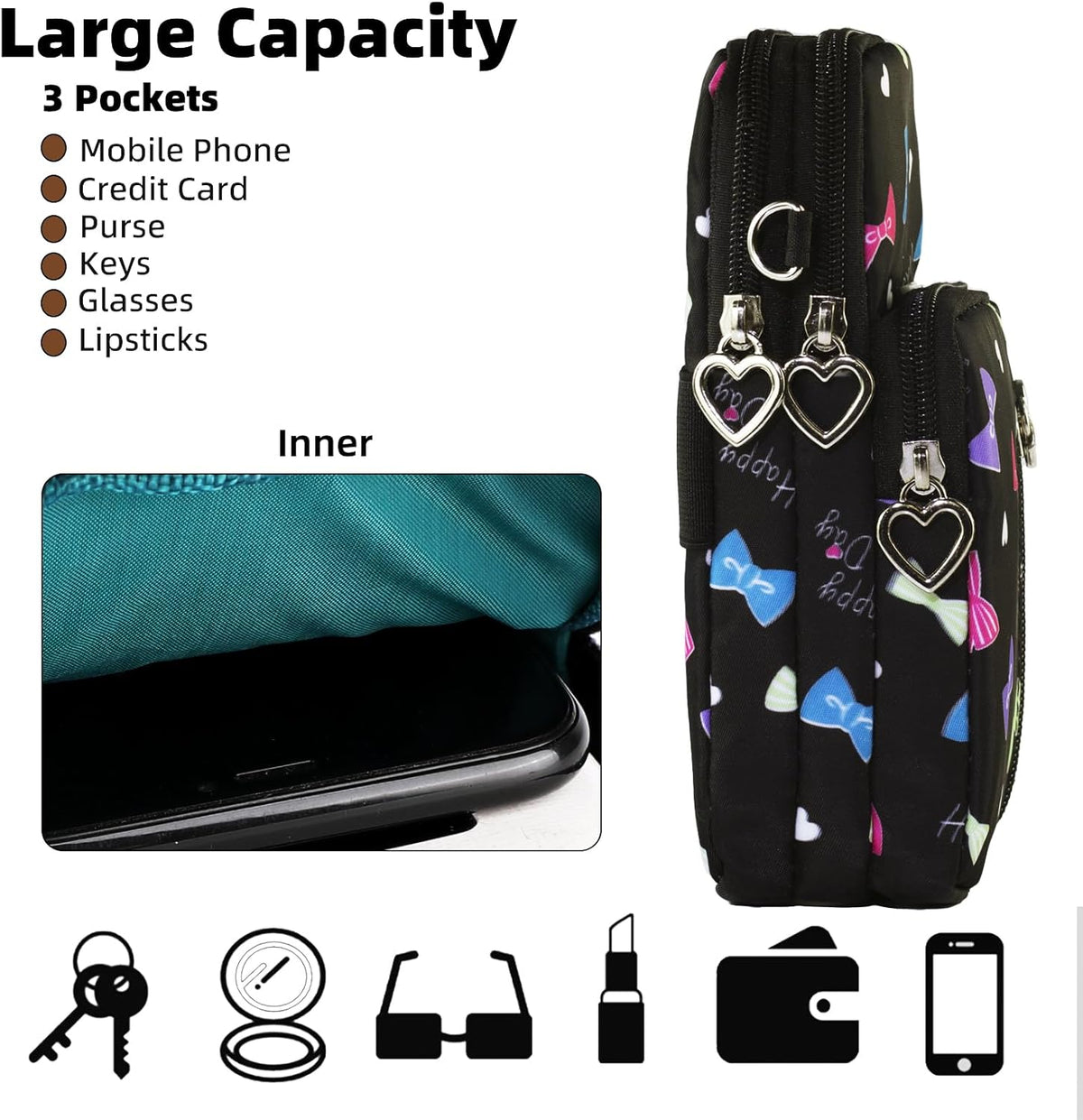 Small Crossbody Bag for Women - Mini Phone Purses with Crossbody Strap and Wallet - Nylon Arm Bag - Colors A