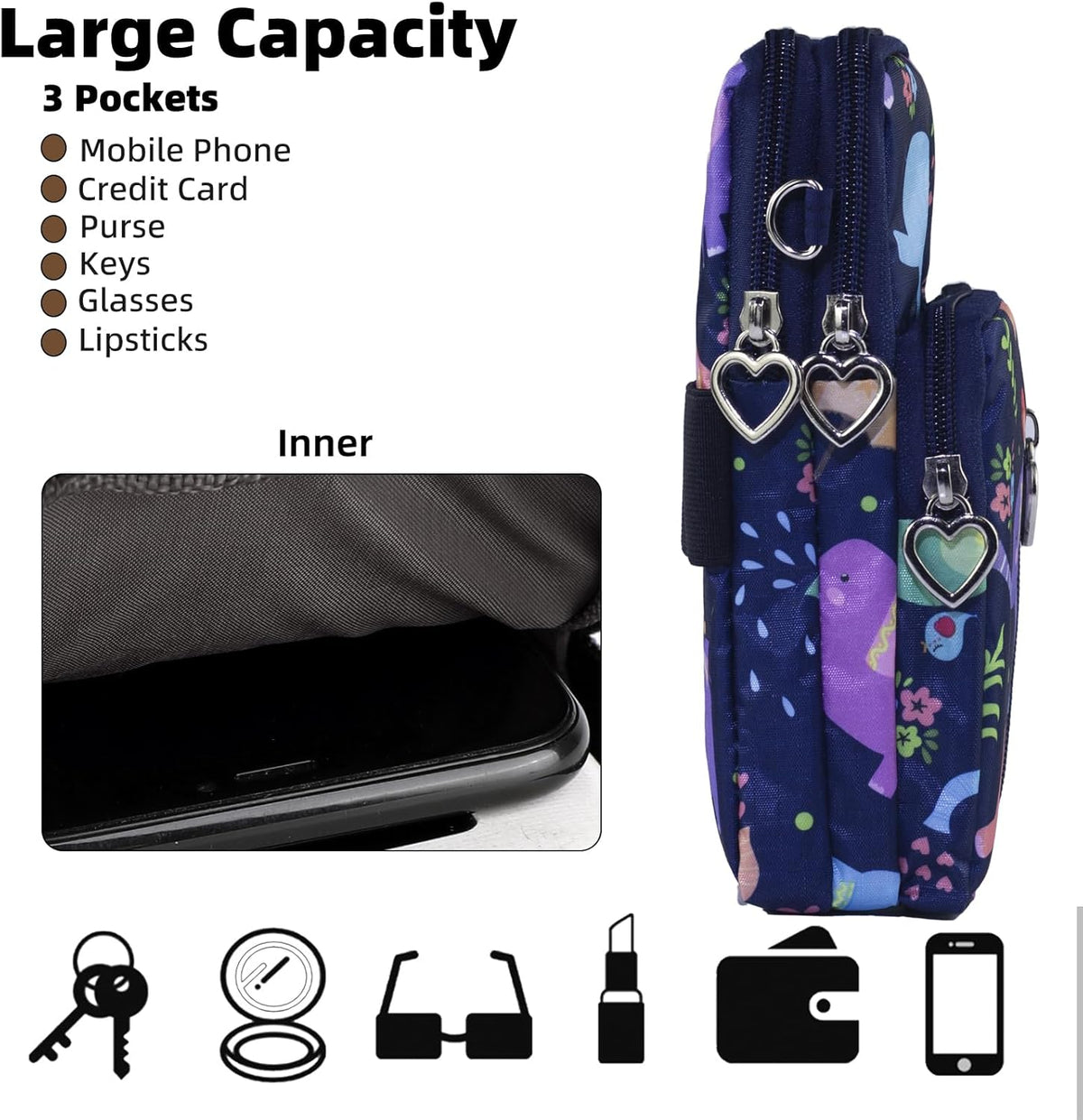 Small Crossbody Bag for Women - Mini Phone Purses with Crossbody Strap and Wallet - Nylon Arm Bag - Colors A