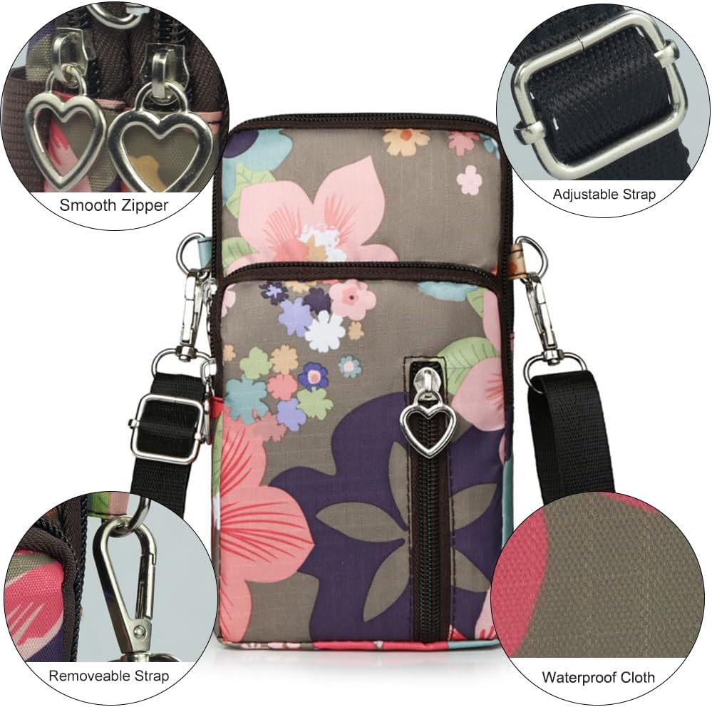 Small Crossbody Bag for Women - Mini Phone Purses with Crossbody Strap and Wallet - Nylon Arm Bag - Colors A