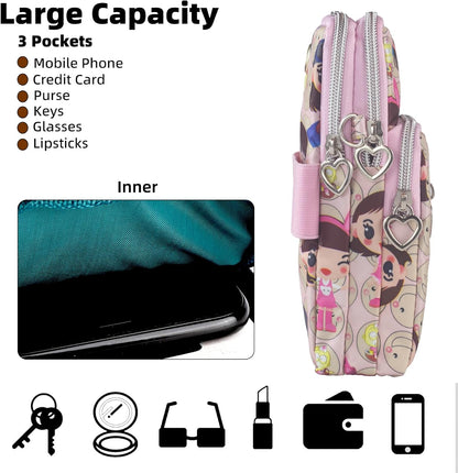 Small Crossbody Bag for Women - Mini Phone Purses with Crossbody Strap and Wallet - Nylon Arm Bag - Colors A