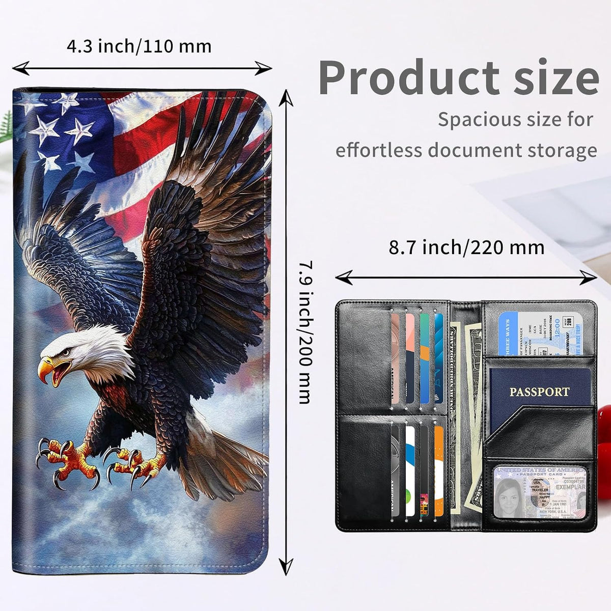 RFID Passport Holder with Multi Card Pockets,Family Travel Wallet & Document Organizer,Leather Waterproof Passport Case for Men & Women,Werewolf Moonlight