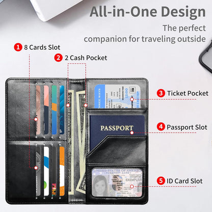 RFID Passport Holder with Multi Card Pockets,Family Travel Wallet & Document Organizer,Leather Waterproof Passport Case for Men & Women,Werewolf Moonlight