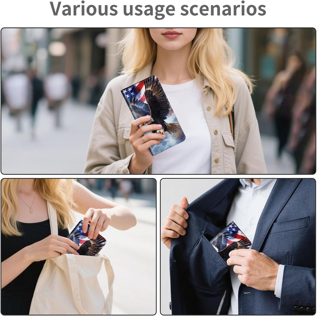RFID Passport Holder with Multi Card Pockets,Family Travel Wallet & Document Organizer,Leather Waterproof Passport Case for Men & Women,Werewolf Moonlight