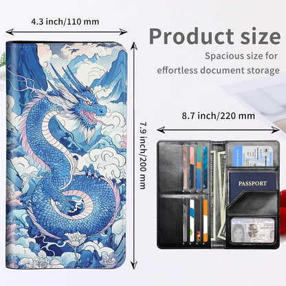 RFID Passport Holder with Multi Card Pockets,Family Travel Wallet & Document Organizer,Leather Waterproof Passport Case for Men & Women,Werewolf Moonlight