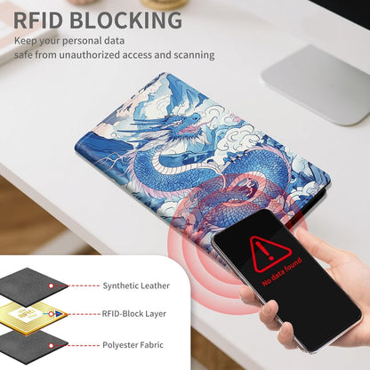 RFID Passport Holder with Multi Card Pockets,Family Travel Wallet & Document Organizer,Leather Waterproof Passport Case for Men & Women,Werewolf Moonlight