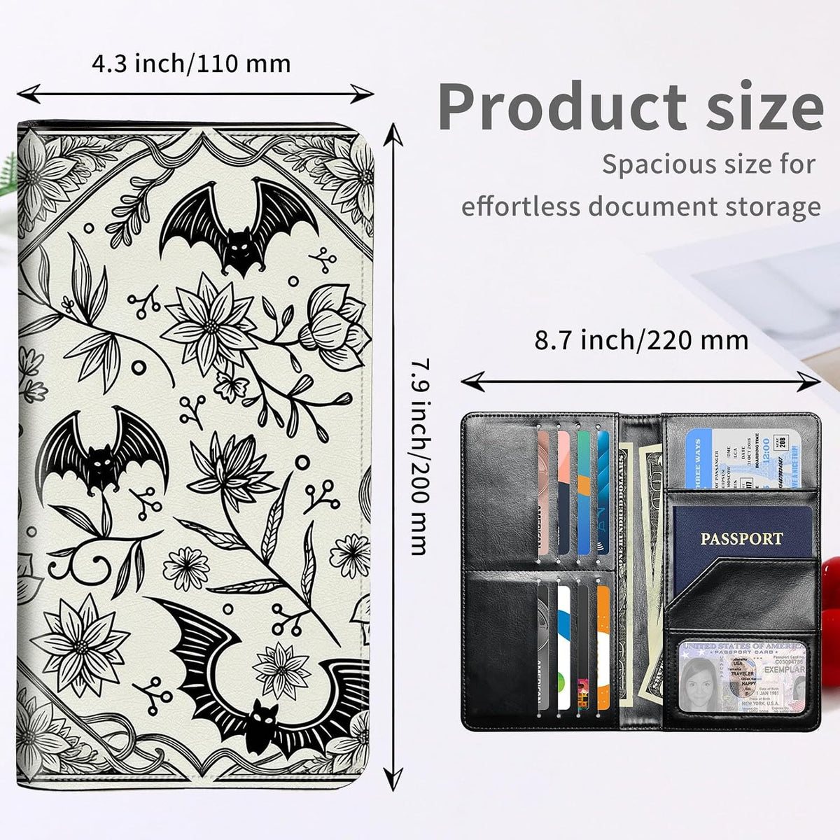 RFID Passport Holder with Multi Card Pockets,Family Travel Wallet & Document Organizer,Leather Waterproof Passport Case for Men & Women,Werewolf Moonlight