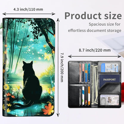 RFID Passport Holder with Multi Card Pockets,Family Travel Wallet & Document Organizer,Leather Waterproof Passport Case for Men & Women,Werewolf Moonlight