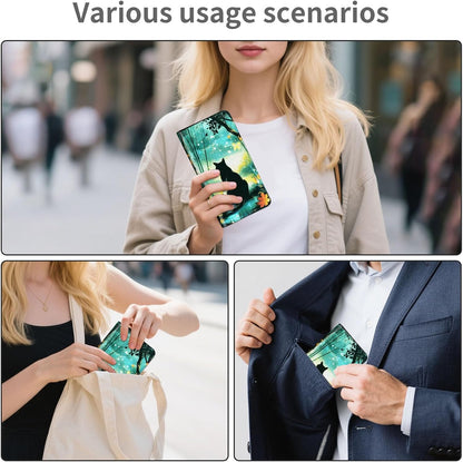 RFID Passport Holder with Multi Card Pockets,Family Travel Wallet & Document Organizer,Leather Waterproof Passport Case for Men & Women,Werewolf Moonlight