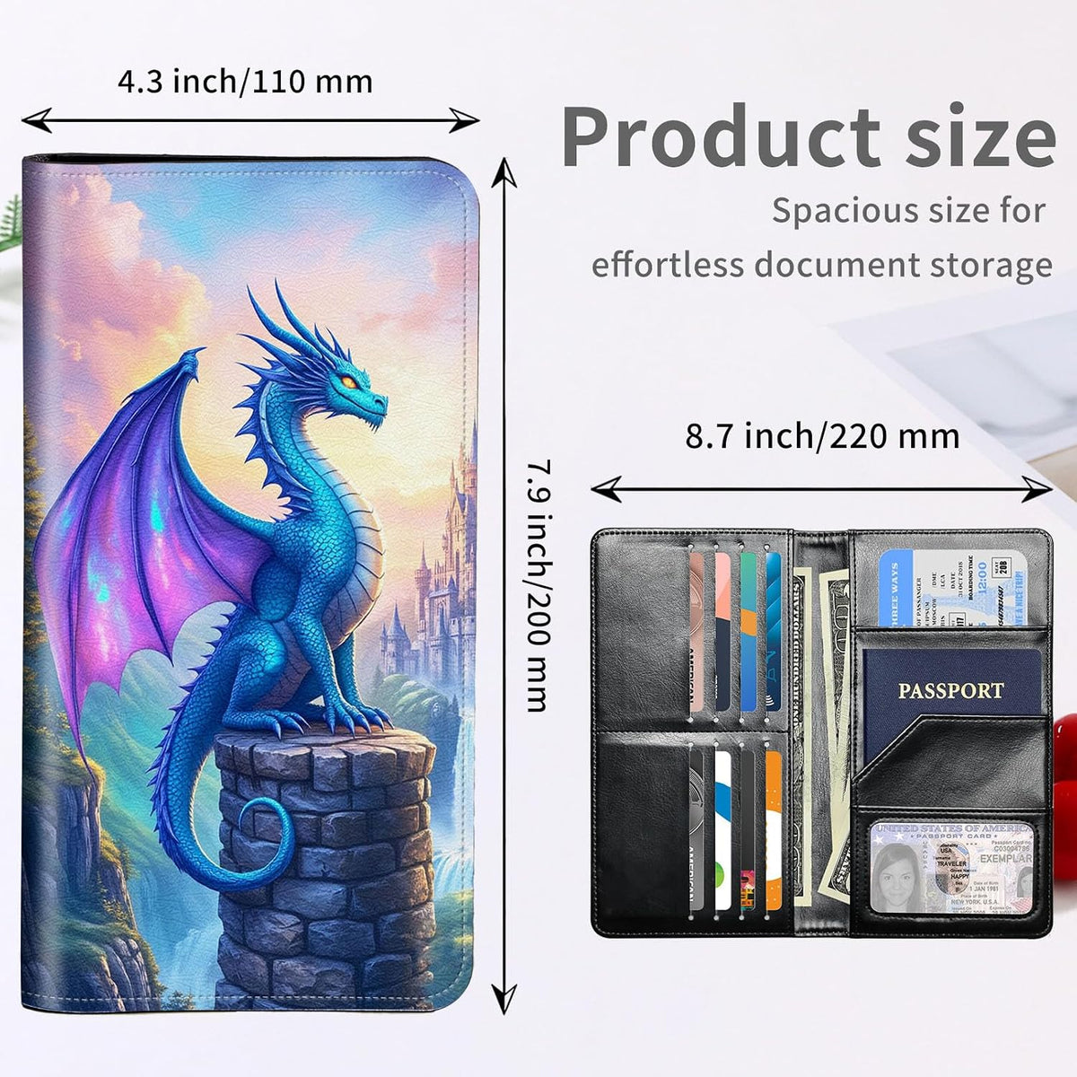 RFID Passport Holder with Multi Card Pockets,Family Travel Wallet & Document Organizer,Leather Waterproof Passport Case for Men & Women,Werewolf Moonlight