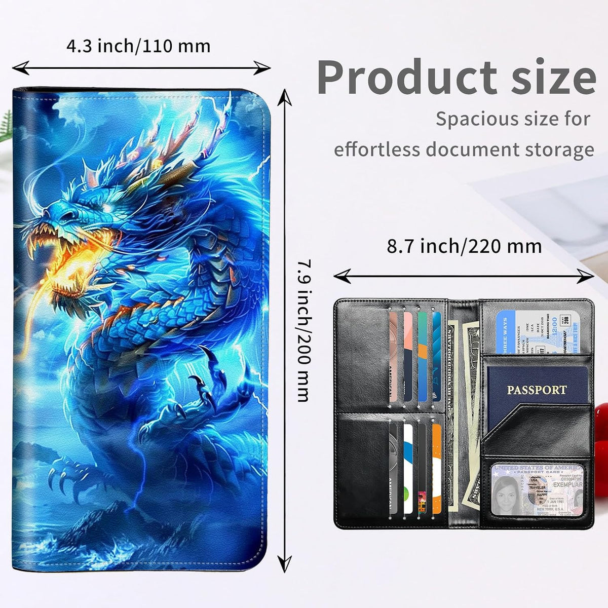 RFID Passport Holder with Multi Card Pockets,Family Travel Wallet & Document Organizer,Leather Waterproof Passport Case for Men & Women,Werewolf Moonlight