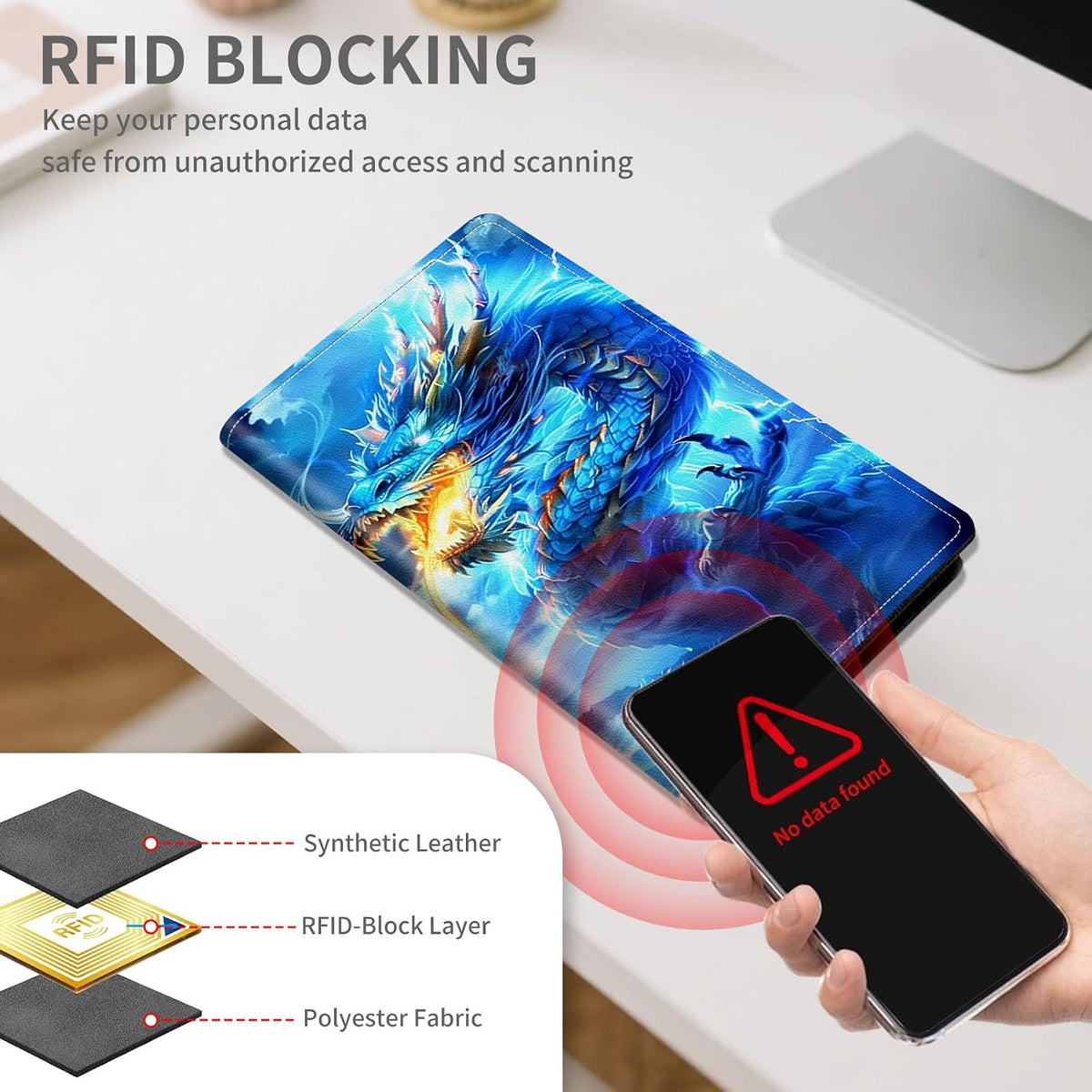 RFID Passport Holder with Multi Card Pockets,Family Travel Wallet & Document Organizer,Leather Waterproof Passport Case for Men & Women,Werewolf Moonlight