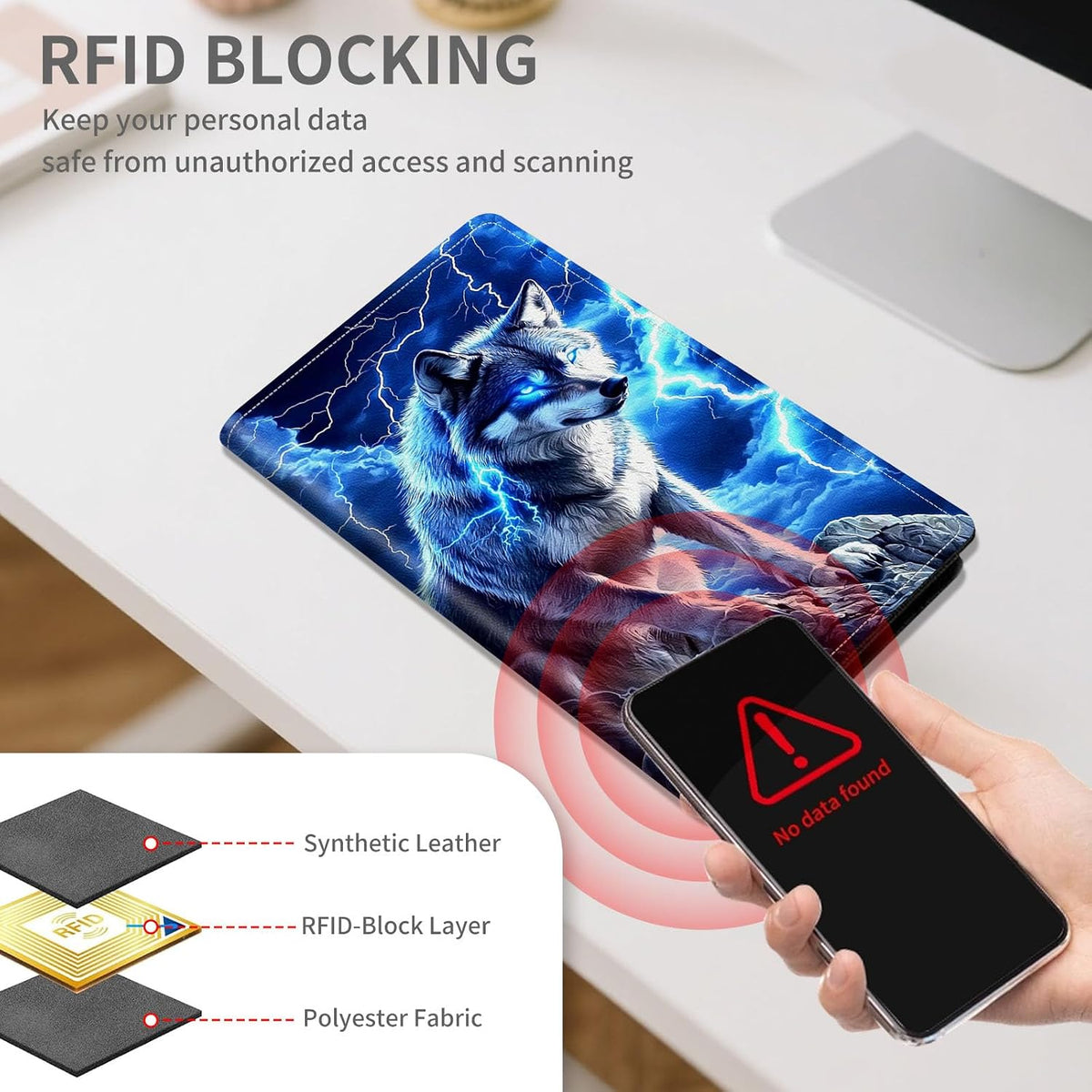 RFID Passport Holder with Multi Card Pockets,Family Travel Wallet & Document Organizer,Leather Waterproof Passport Case for Men & Women,Werewolf Moonlight
