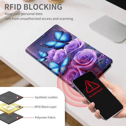 RFID Passport Holder with Multi Card Pockets,Family Travel Wallet & Document Organizer,Leather Waterproof Passport Case for Men & Women,Werewolf Moonlight
