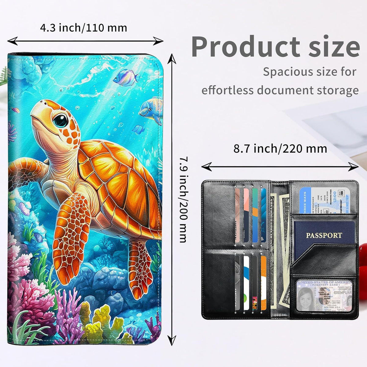 RFID Passport Holder with Multi Card Pockets,Family Travel Wallet & Document Organizer,Leather Waterproof Passport Case for Men & Women,Werewolf Moonlight