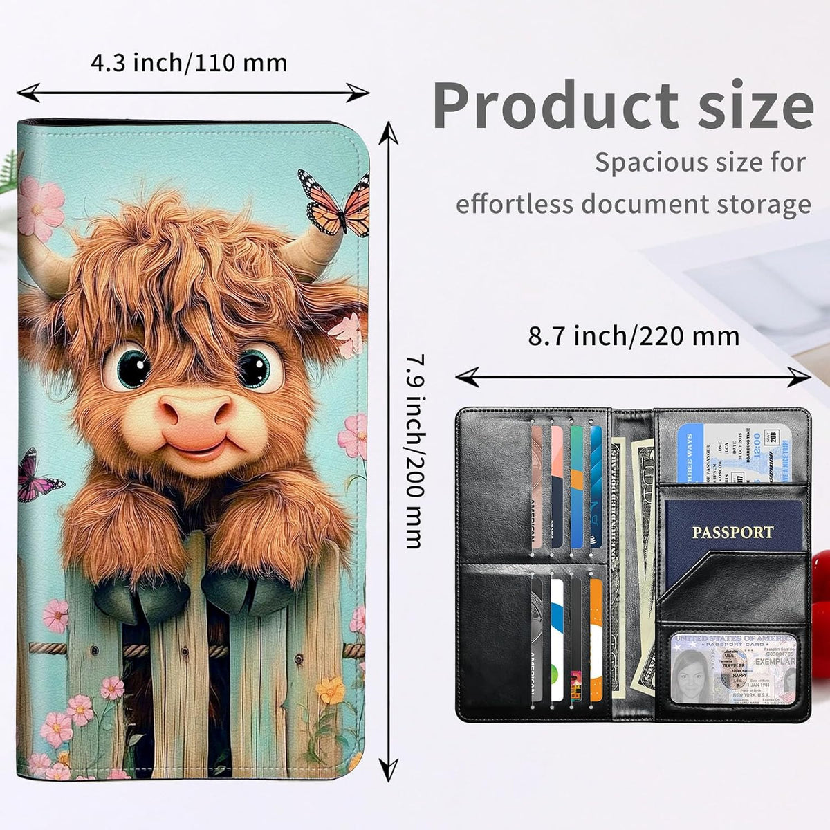 RFID Passport Holder with Multi Card Pockets,Family Travel Wallet & Document Organizer,Leather Waterproof Passport Case for Men & Women,Werewolf Moonlight