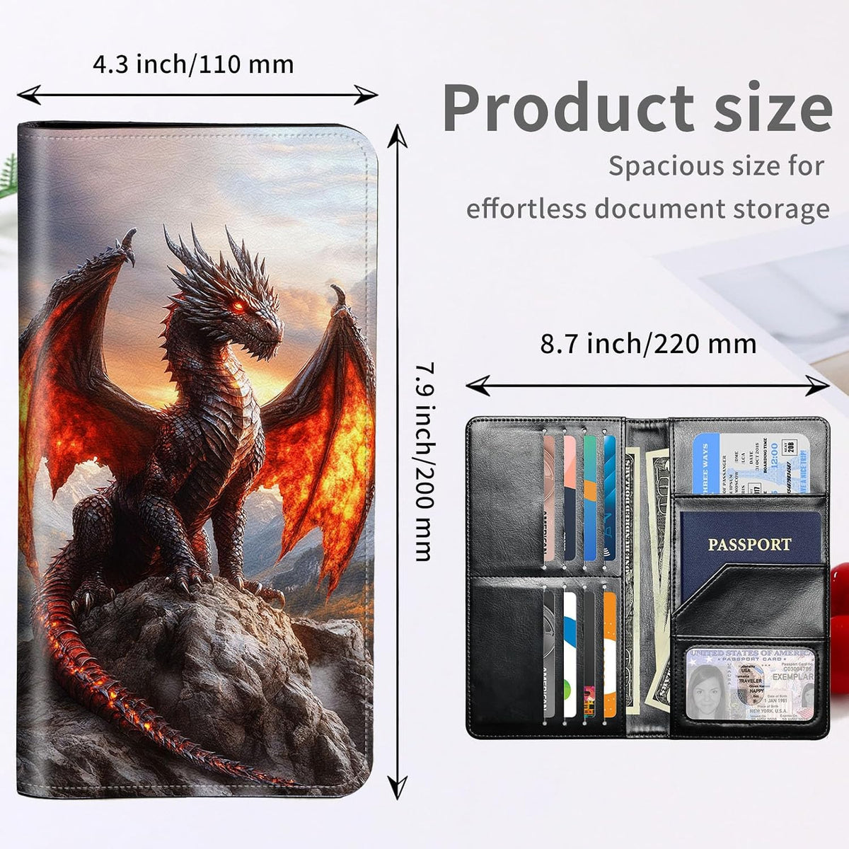 RFID Passport Holder with Multi Card Pockets,Family Travel Wallet & Document Organizer,Leather Waterproof Passport Case for Men & Women,Werewolf Moonlight