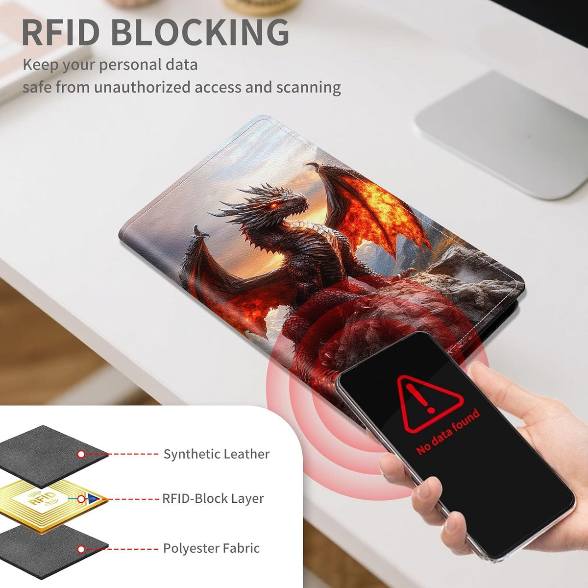 RFID Passport Holder with Multi Card Pockets,Family Travel Wallet & Document Organizer,Leather Waterproof Passport Case for Men & Women,Werewolf Moonlight