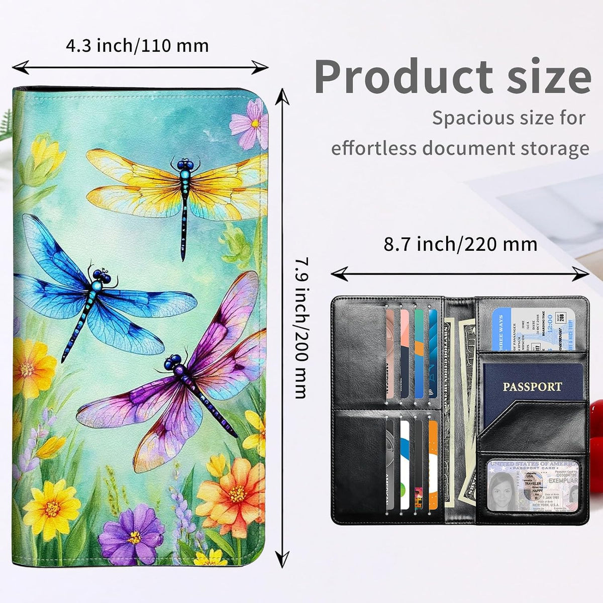 RFID Passport Holder with Multi Card Pockets,Family Travel Wallet & Document Organizer,Leather Waterproof Passport Case for Men & Women,Werewolf Moonlight