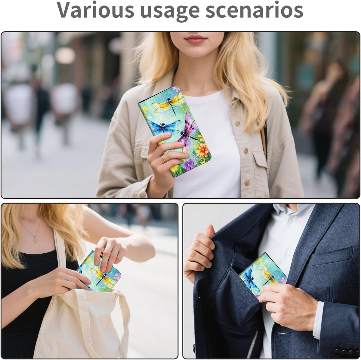 RFID Passport Holder with Multi Card Pockets,Family Travel Wallet & Document Organizer,Leather Waterproof Passport Case for Men & Women,Werewolf Moonlight