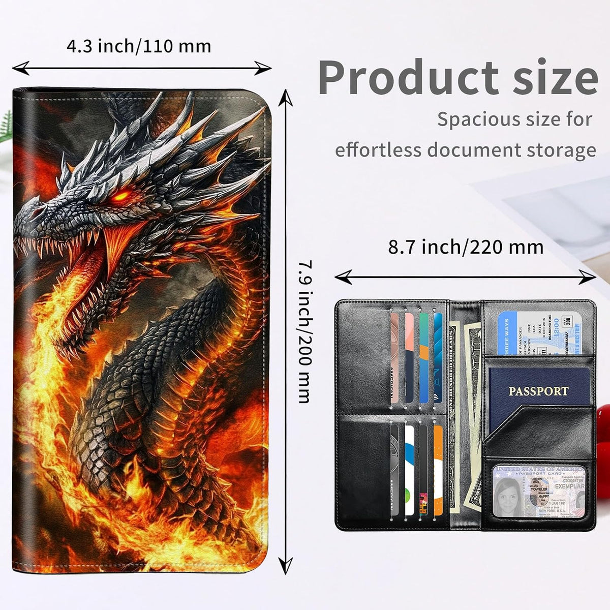 RFID Passport Holder with Multi Card Pockets,Family Travel Wallet & Document Organizer,Leather Waterproof Passport Case for Men & Women,Werewolf Moonlight
