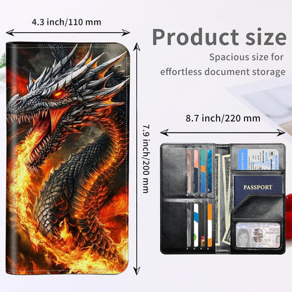 RFID Passport Holder with Multi Card Pockets,Family Travel Wallet & Document Organizer,Leather Waterproof Passport Case for Men & Women,Werewolf Moonlight