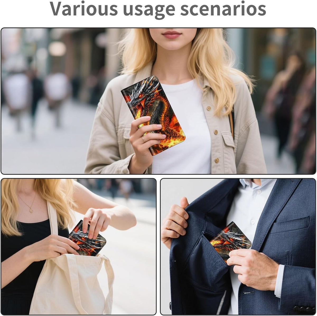 RFID Passport Holder with Multi Card Pockets,Family Travel Wallet & Document Organizer,Leather Waterproof Passport Case for Men & Women,Werewolf Moonlight
