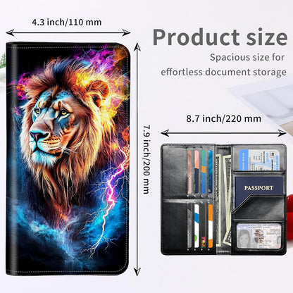 RFID Passport Holder with Multi Card Pockets,Family Travel Wallet & Document Organizer,Leather Waterproof Passport Case for Men & Women,Werewolf Moonlight
