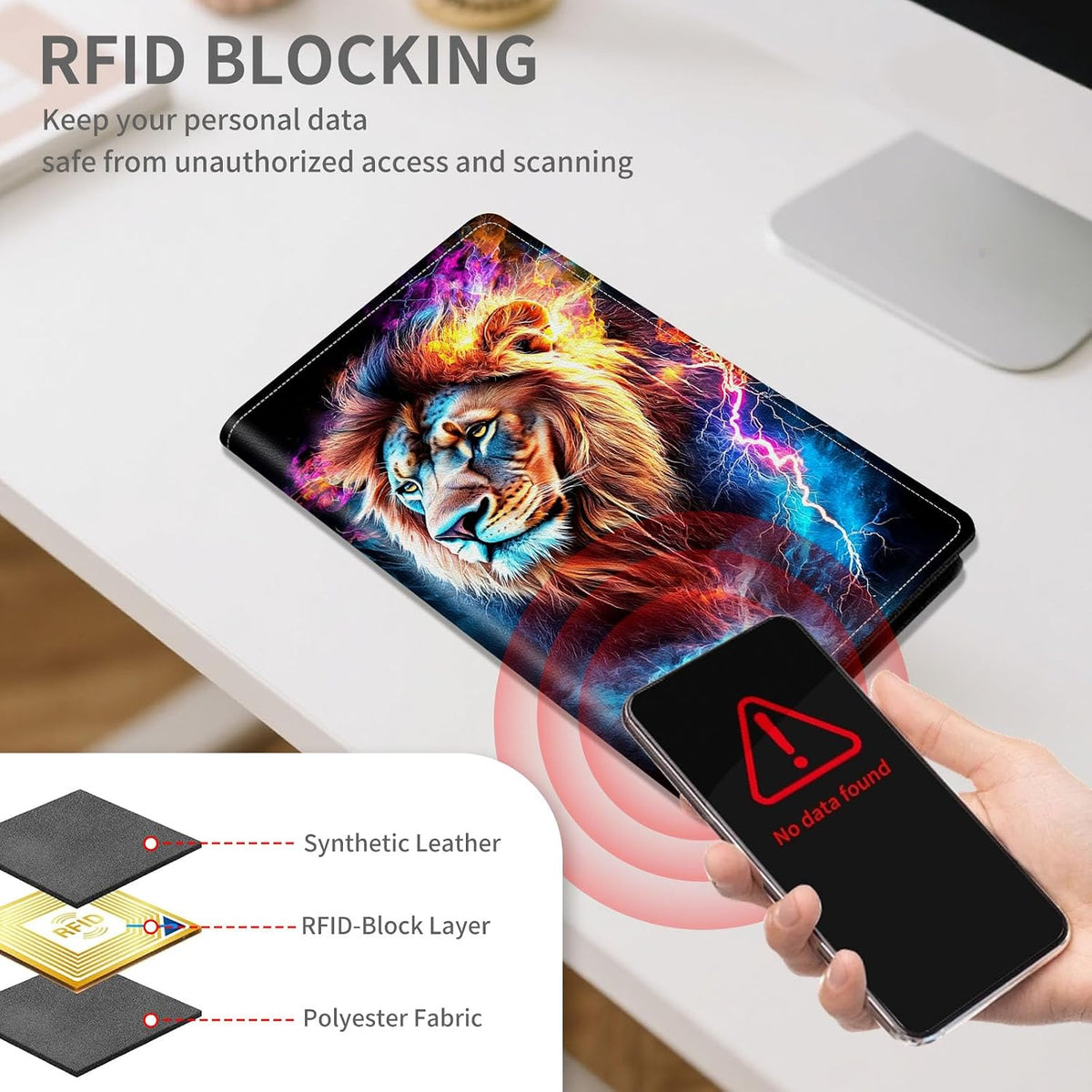 RFID Passport Holder with Multi Card Pockets,Family Travel Wallet & Document Organizer,Leather Waterproof Passport Case for Men & Women,Werewolf Moonlight