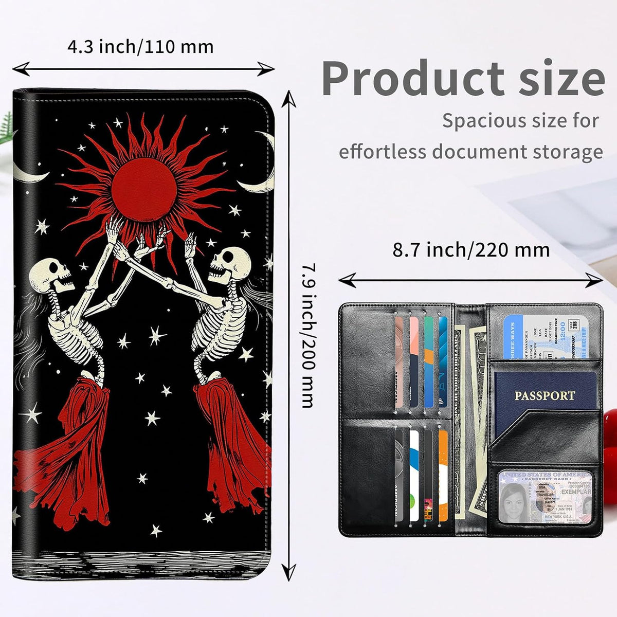 RFID Passport Holder with Multi Card Pockets,Family Travel Wallet & Document Organizer,Leather Waterproof Passport Case for Men & Women,Werewolf Moonlight