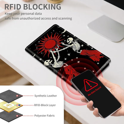 RFID Passport Holder with Multi Card Pockets,Family Travel Wallet & Document Organizer,Leather Waterproof Passport Case for Men & Women,Werewolf Moonlight