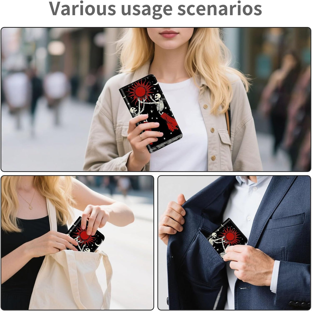 RFID Passport Holder with Multi Card Pockets,Family Travel Wallet & Document Organizer,Leather Waterproof Passport Case for Men & Women,Werewolf Moonlight
