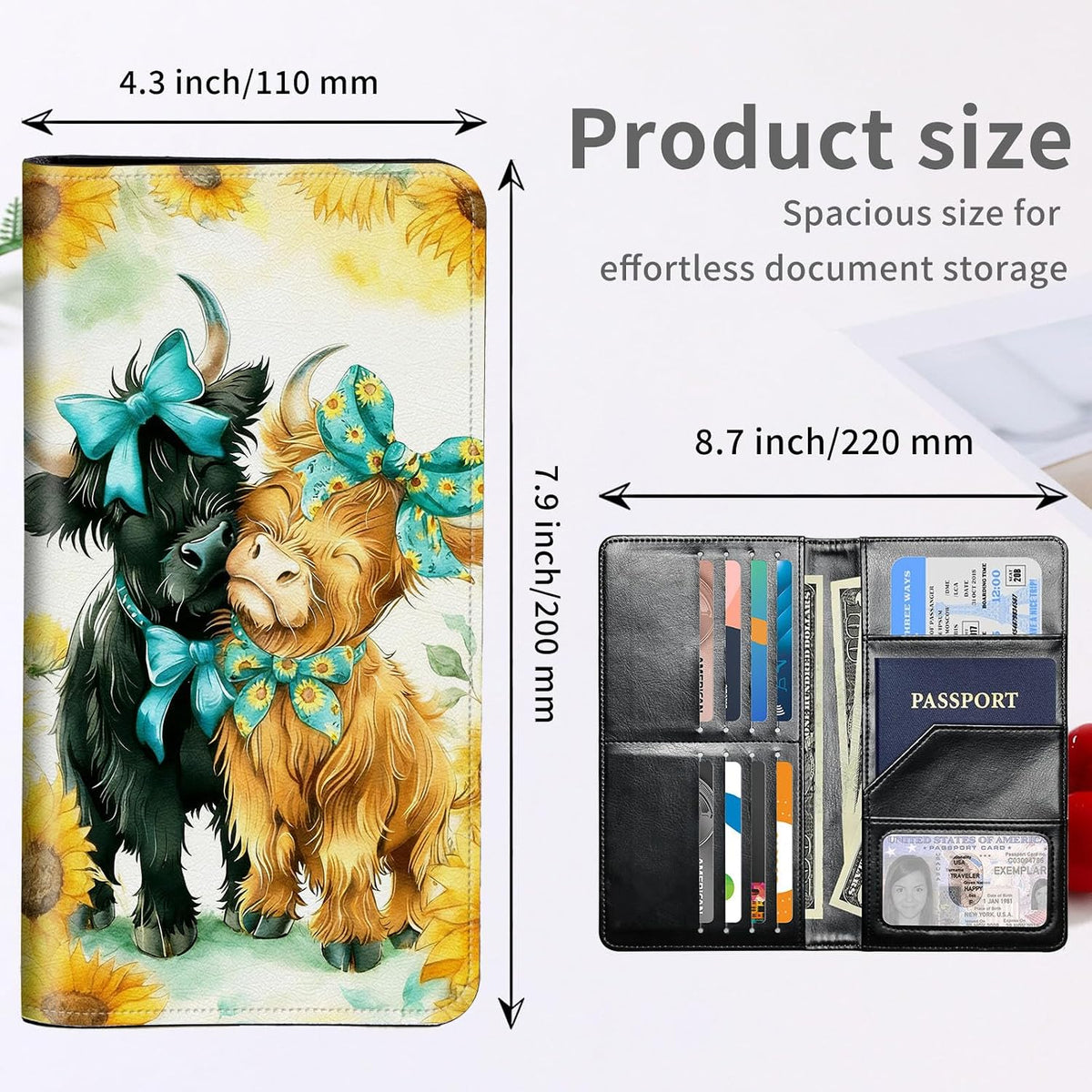 RFID Passport Holder with Multi Card Pockets,Family Travel Wallet & Document Organizer,Leather Waterproof Passport Case for Men & Women,Werewolf Moonlight