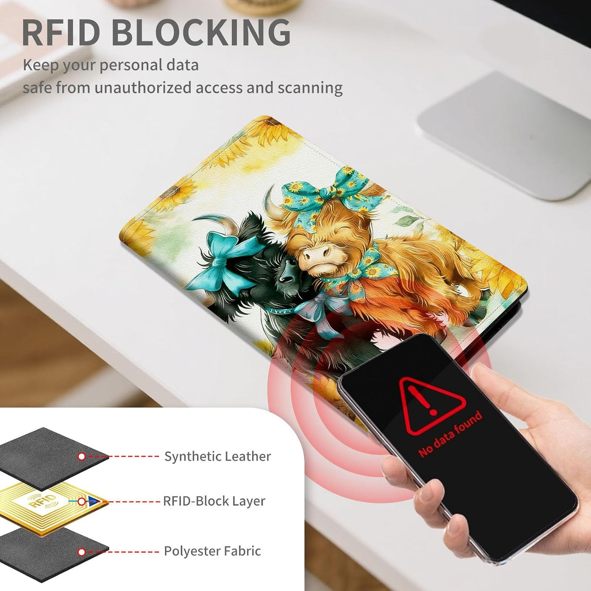 RFID Passport Holder with Multi Card Pockets,Family Travel Wallet & Document Organizer,Leather Waterproof Passport Case for Men & Women,Werewolf Moonlight