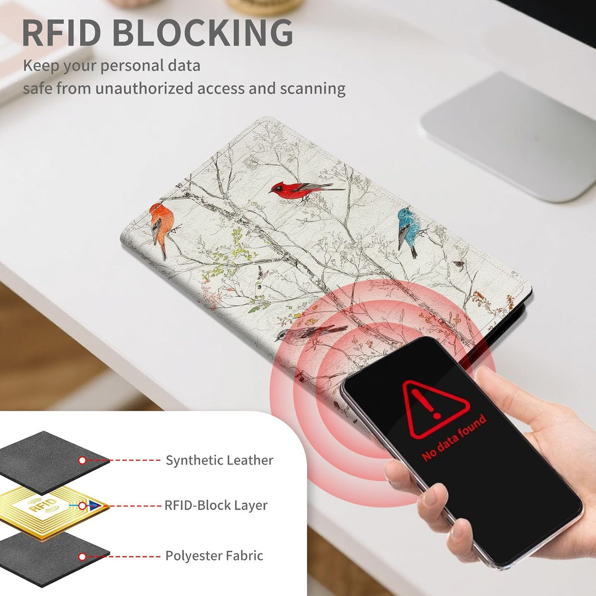RFID Passport Holder with Multi Card Pockets,Family Travel Wallet & Document Organizer,Leather Waterproof Passport Case for Men & Women,Werewolf Moonlight