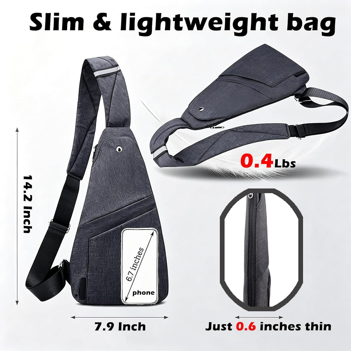 Slim Anti Theft Sling Bag Small Travel Pack Pickpocket Proof Crossbody Bag | Anti Theft One Shoulder Bag Flat Anti Pickpocket Bag Travel Pouch Passport Bag Secure Purses for Men Women lightweight