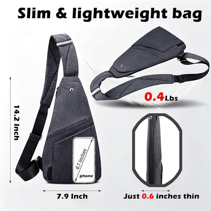Slim Anti Theft Sling Bag Small Travel Pack Pickpocket Proof Crossbody Bag | Anti Theft One Shoulder Bag Flat Anti Pickpocket Bag Travel Pouch Passport Bag Secure Purses for Men Women lightweight