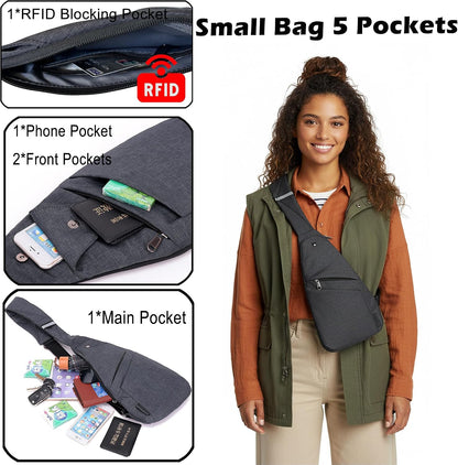 Slim Anti Theft Sling Bag Small Travel Pack Pickpocket Proof Crossbody Bag | Anti Theft One Shoulder Bag Flat Anti Pickpocket Bag Travel Pouch Passport Bag Secure Purses for Men Women lightweight