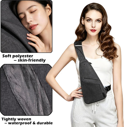 Slim Anti Theft Sling Bag Small Travel Pack Pickpocket Proof Crossbody Bag | Anti Theft One Shoulder Bag Flat Anti Pickpocket Bag Travel Pouch Passport Bag Secure Purses for Men Women lightweight