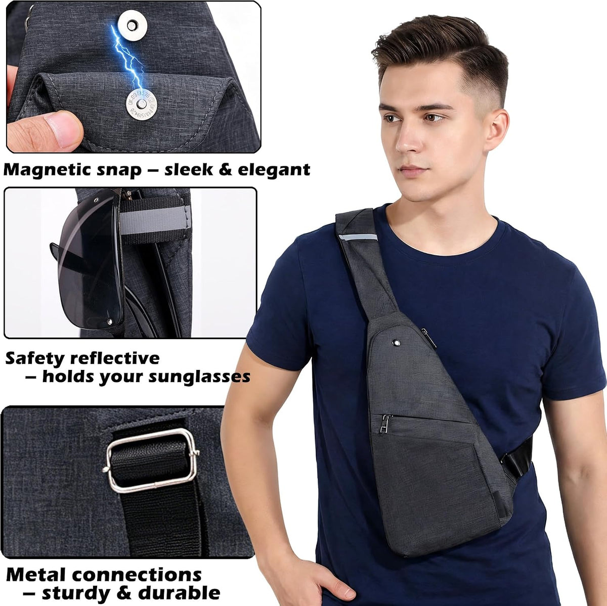Slim Anti Theft Sling Bag Small Travel Pack Pickpocket Proof Crossbody Bag | Anti Theft One Shoulder Bag Flat Anti Pickpocket Bag Travel Pouch Passport Bag Secure Purses for Men Women lightweight