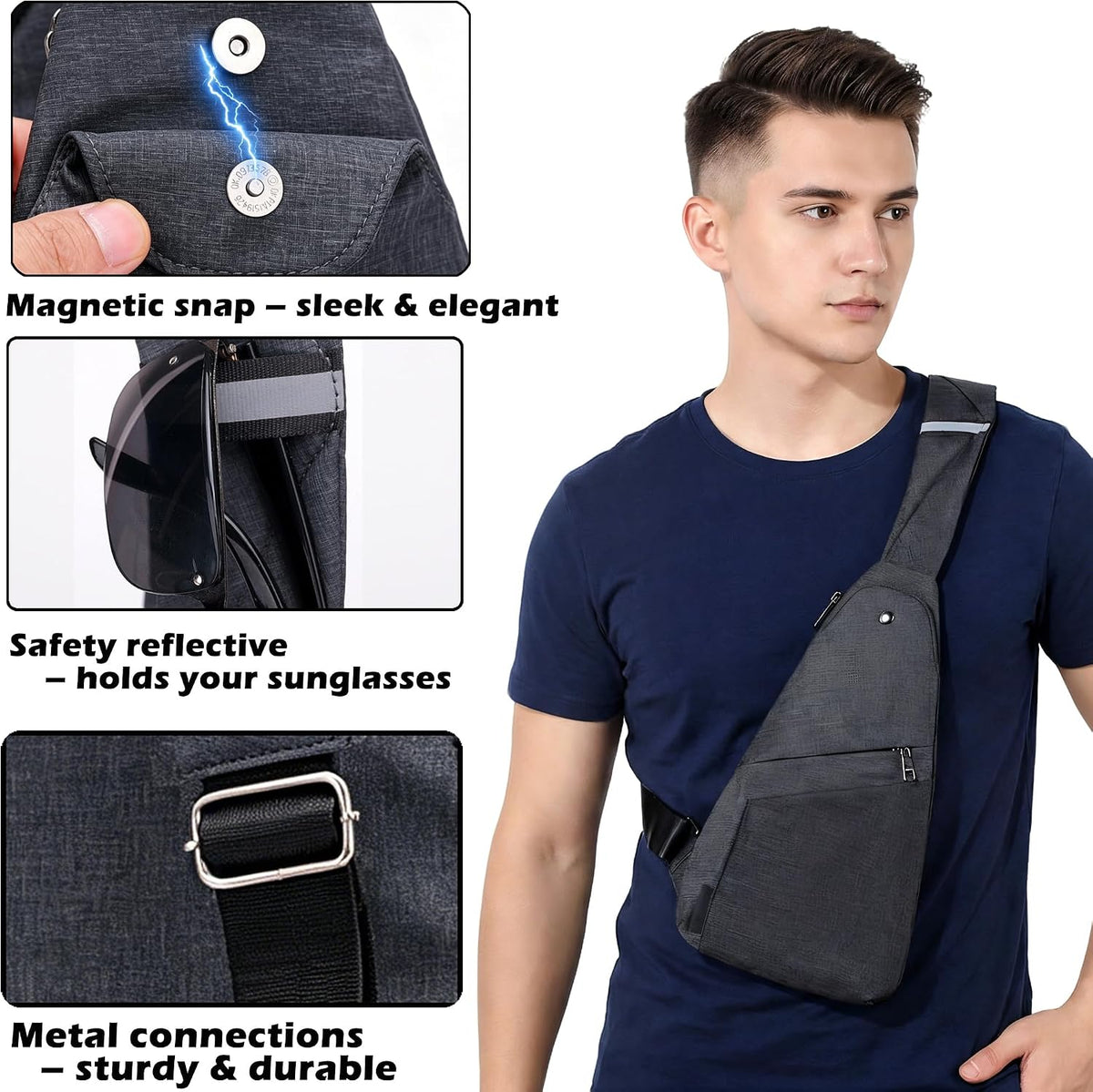 Slim Anti Theft Sling Bag Small Travel Pack Pickpocket Proof Crossbody Bag | Anti Theft One Shoulder Bag Flat Anti Pickpocket Bag Travel Pouch Passport Bag Secure Purses for Men Women lightweight