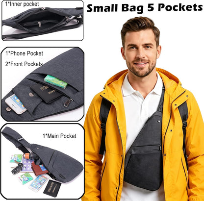 Slim Anti Theft Sling Bag Small Travel Pack Pickpocket Proof Crossbody Bag | Anti Theft One Shoulder Bag Flat Anti Pickpocket Bag Travel Pouch Passport Bag Secure Purses for Men Women lightweight