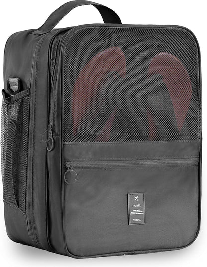 Large Shoe Bags for Travel Holds 4 Pair of Shoes, Shoe Storage Pouch with 3 Layers Compartments, Waterproof & Washable (Grey)