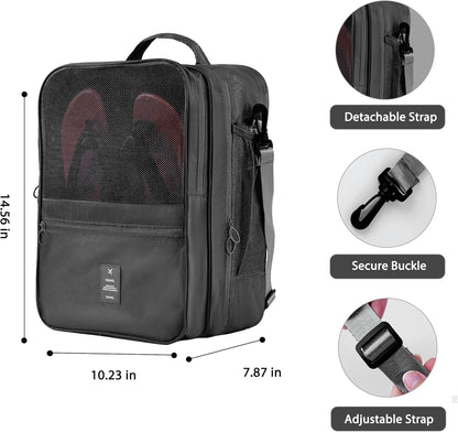 Large Shoe Bags for Travel Holds 4 Pair of Shoes, Shoe Storage Pouch with 3 Layers Compartments, Waterproof & Washable (Grey)