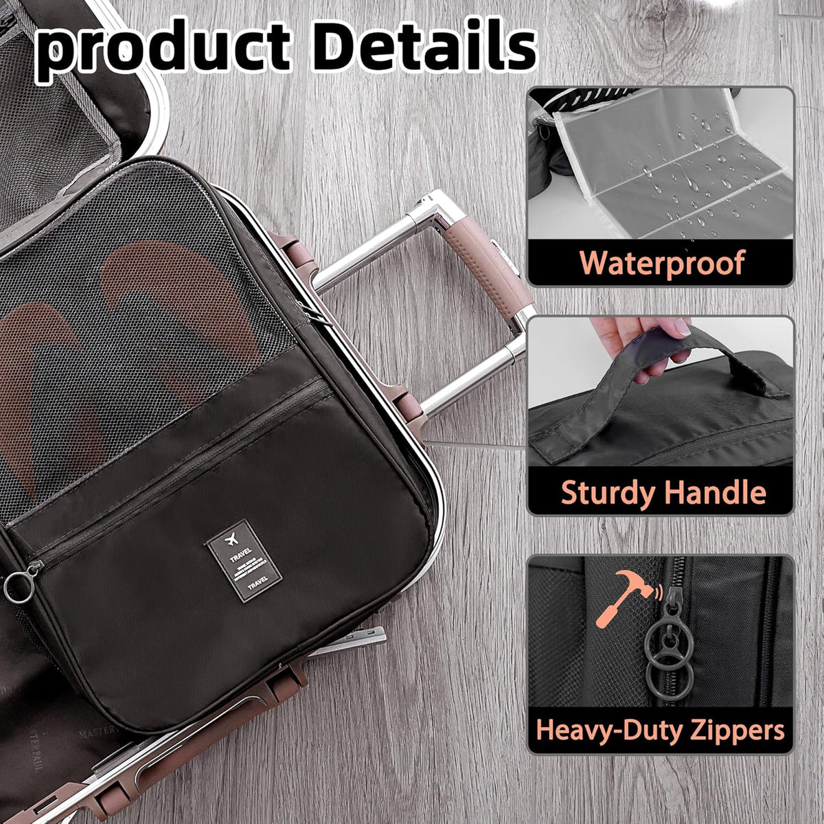 Large Shoe Bags for Travel Holds 4 Pair of Shoes, Shoe Storage Pouch with 3 Layers Compartments, Waterproof & Washable (Grey)