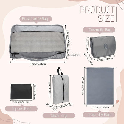 9 Pcs Packing Cubes Set for Travel with Waterproof Clothing Cubes Toiletry Shoe Laundry Jewelry Bag for Women Men(Light Blue)