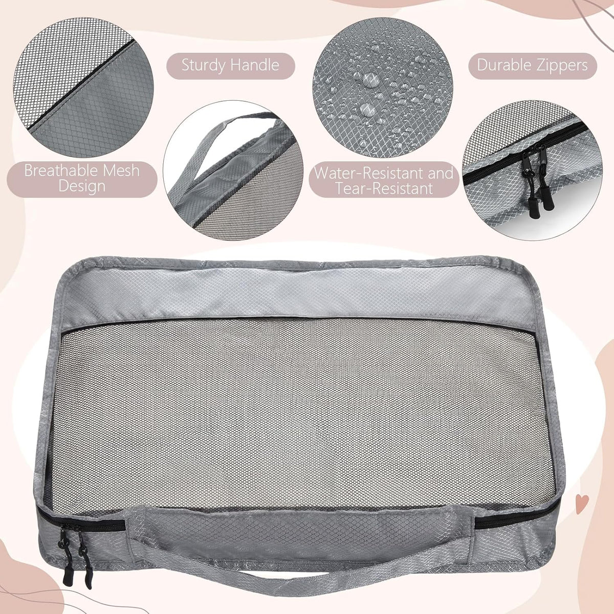 9 Pcs Packing Cubes Set for Travel with Waterproof Clothing Cubes Toiletry Shoe Laundry Jewelry Bag for Women Men(Light Blue)