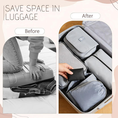 9 Pcs Packing Cubes Set for Travel with Waterproof Clothing Cubes Toiletry Shoe Laundry Jewelry Bag for Women Men(Light Blue)